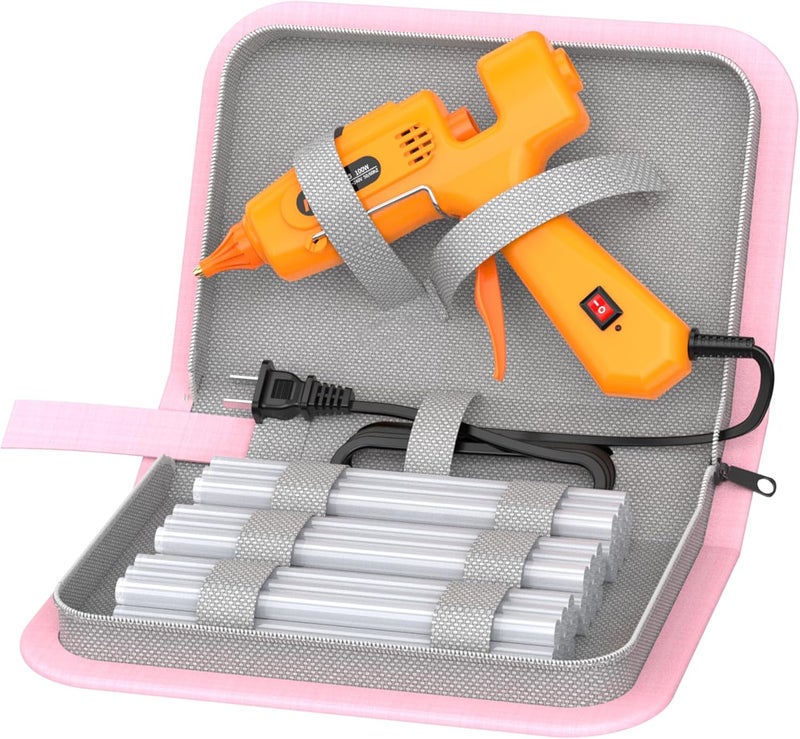 iZiO hot glue gun and sticks set with 21 glue sticks(7/16"), storage pouch, copper nozzle,Equipped with anti scalding mouth, safe switch, ergonomic grip, lightweight for diy projects, home repairs. - Image 1